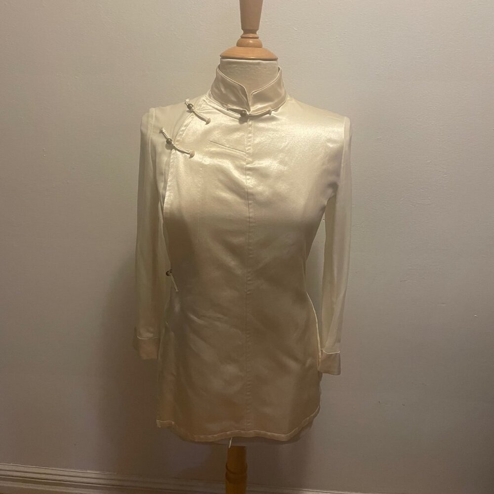VINTAGE NWOT Yohji Yamamoto cream mandarin collar shirt jacket EXQUISITE